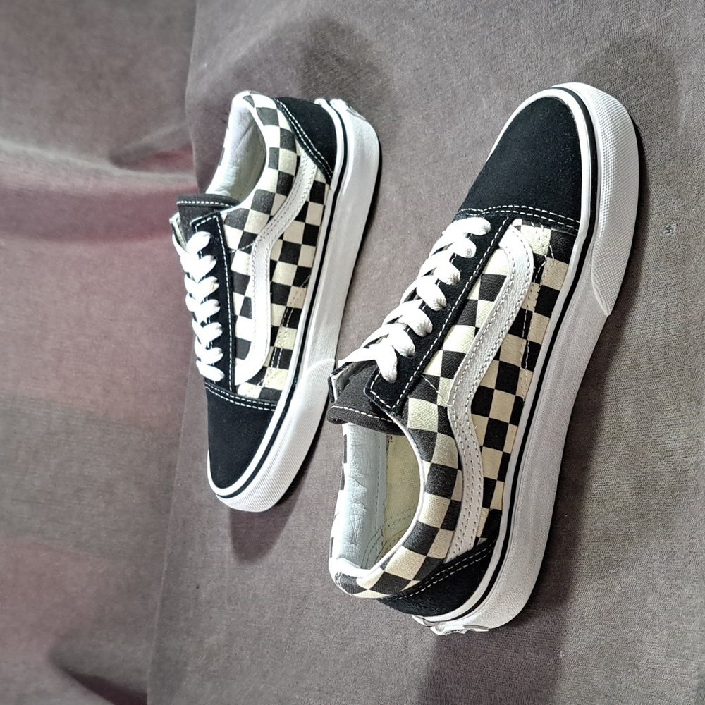 Vans Old Skool White Black Checkerboard Canvas Suede Lace Up Sneakers G US 5 - Picture 12 of 16